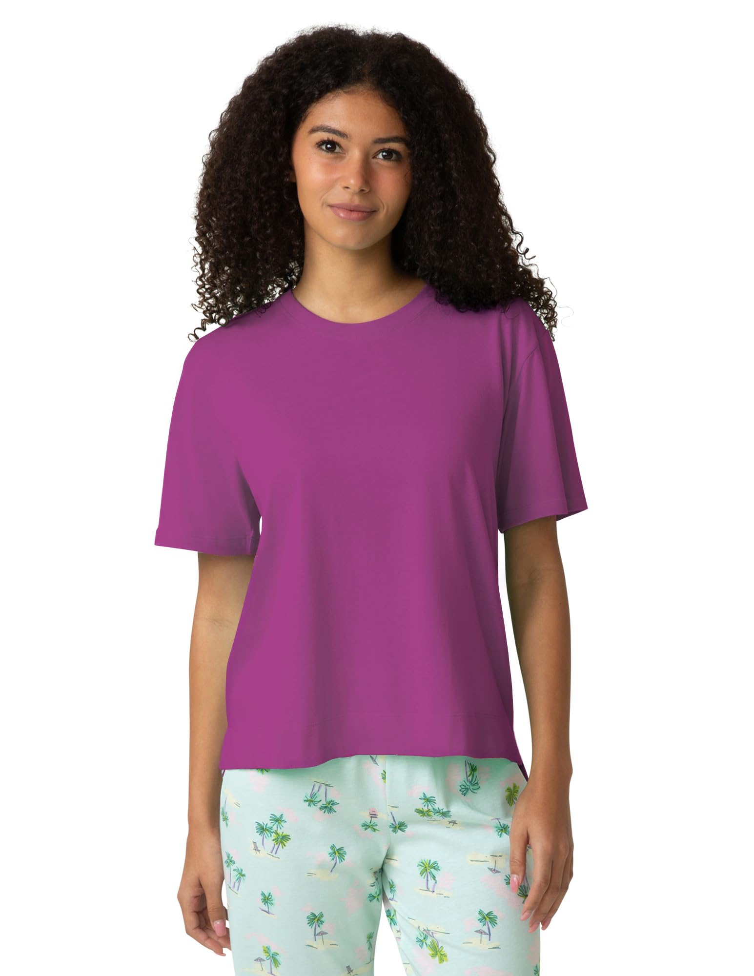 HUE Women's Summer Vacation Pajama Separates, Soft, Whimsical Print Pjs with Tropical Beach Themes, Flip Flops, Cocktails