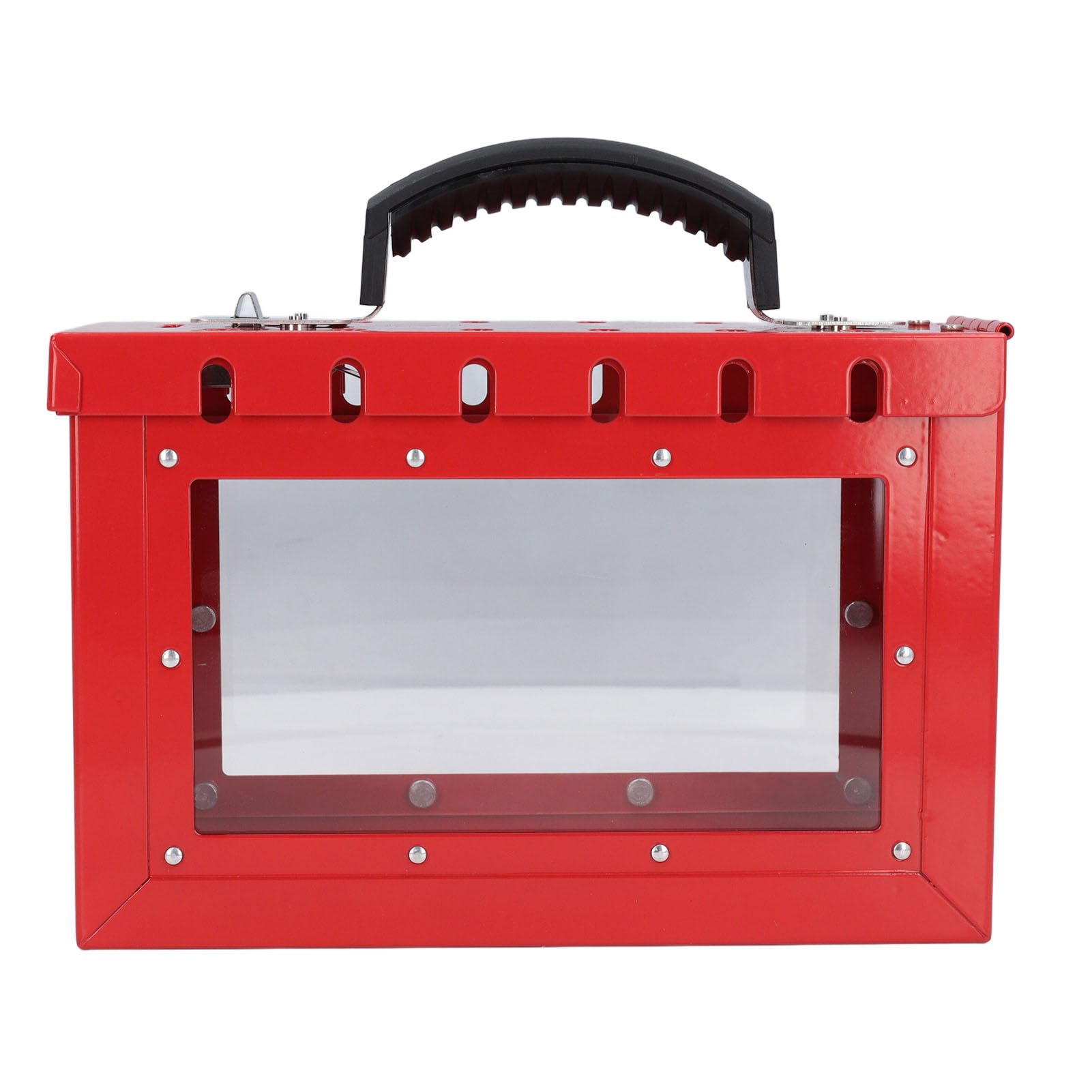 Caja de Candado de Grupo de Seguridad Caja de Bloqueo Duradera Portátil para Uso Industrial Capacidad de 12 Candados Acero Rojo