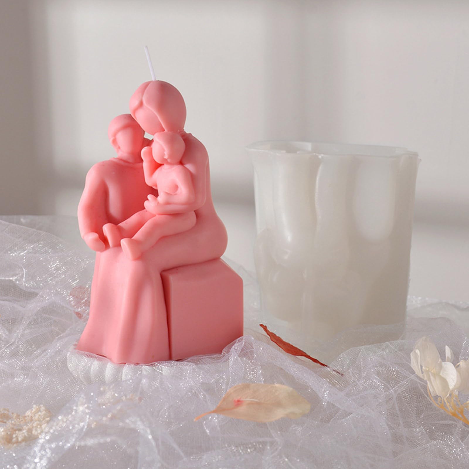 Stampi a coppia, in silicone epossidico, per fondente, cioccolato, caramelle, madre e figlio, coppia in resina per decorazione domestica