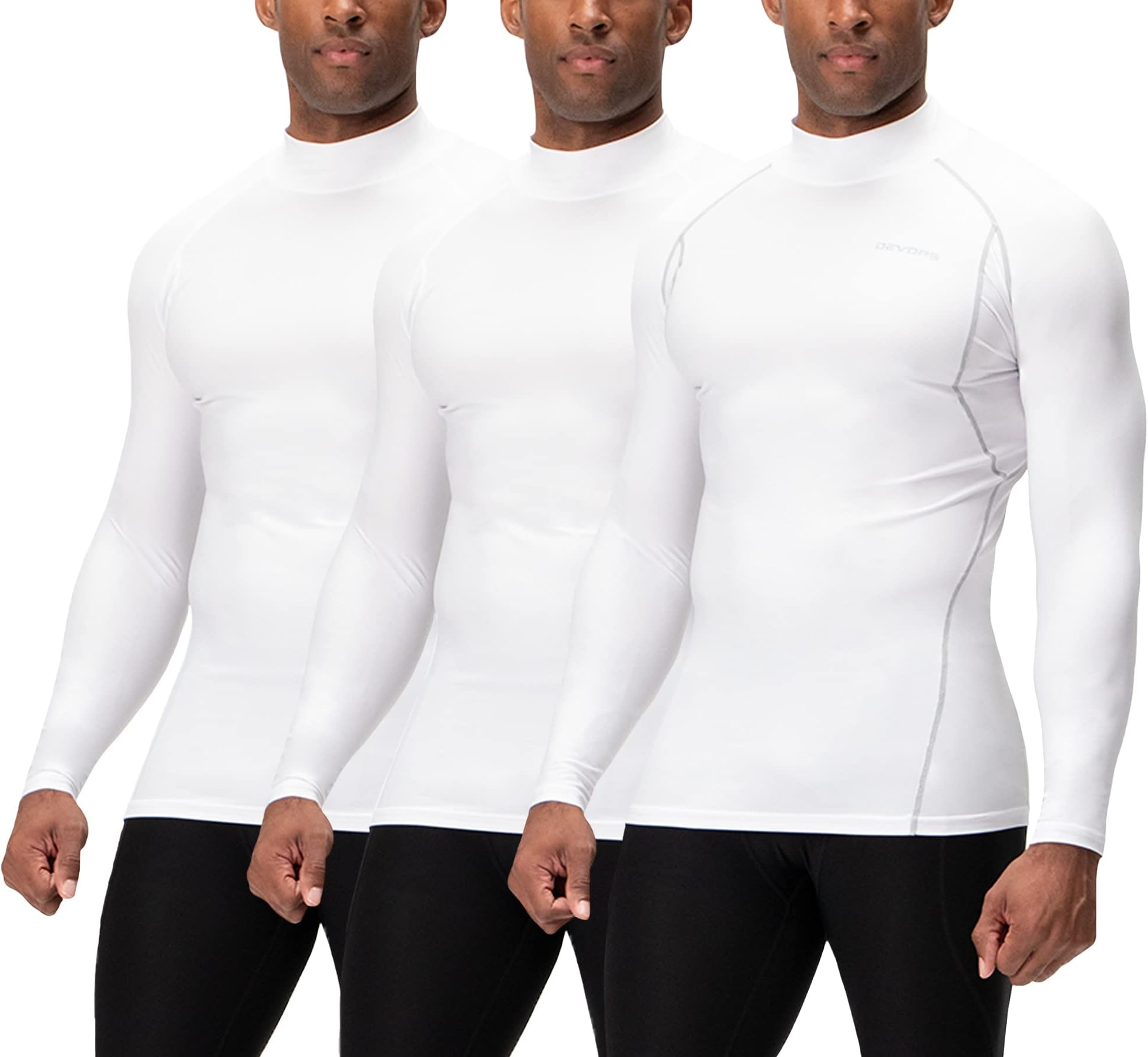 3 Pack Men's UPF 50+ Long Sleeve Compression Shirts, Water Sports Rash Guard Base Layer, Athletic Workout Shirt