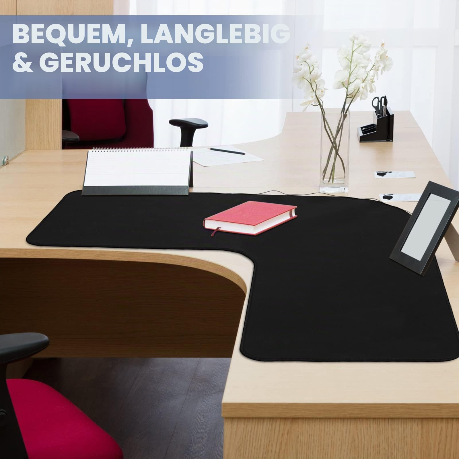 Amylove L-förmige Maus-Eck-Schreibtischunterlage, wasserdicht, groß, Gummi-Eck-Mauspad für Büro, Zuhause, L-förmiger Schreibtisch, Gaming-Setup, Computerschutz, Zubehör, 91,9 cm (36,2 Zoll) (Schwarz)
