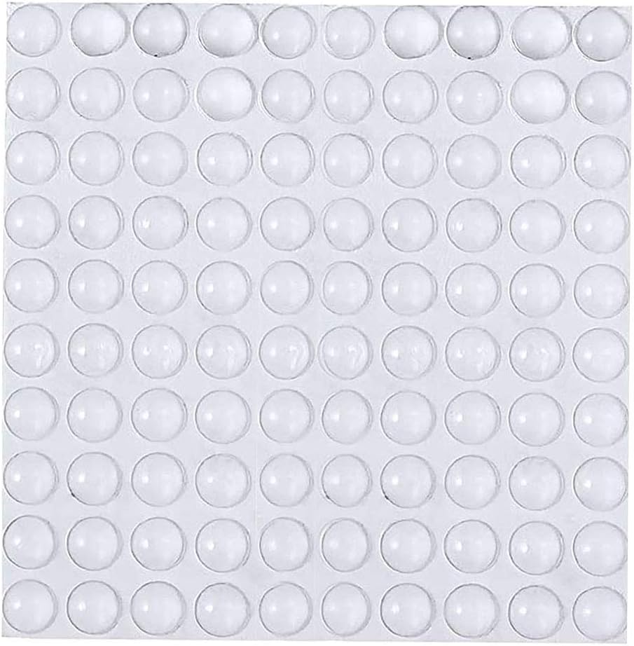 SHAFIRE Round Adhesive Silica Gel Bumpers Door Cabinet Drawer Safety Stopper Mute Buffer, 3x8 mm, Clear -Set of 100 Pieces, 1 Sheet