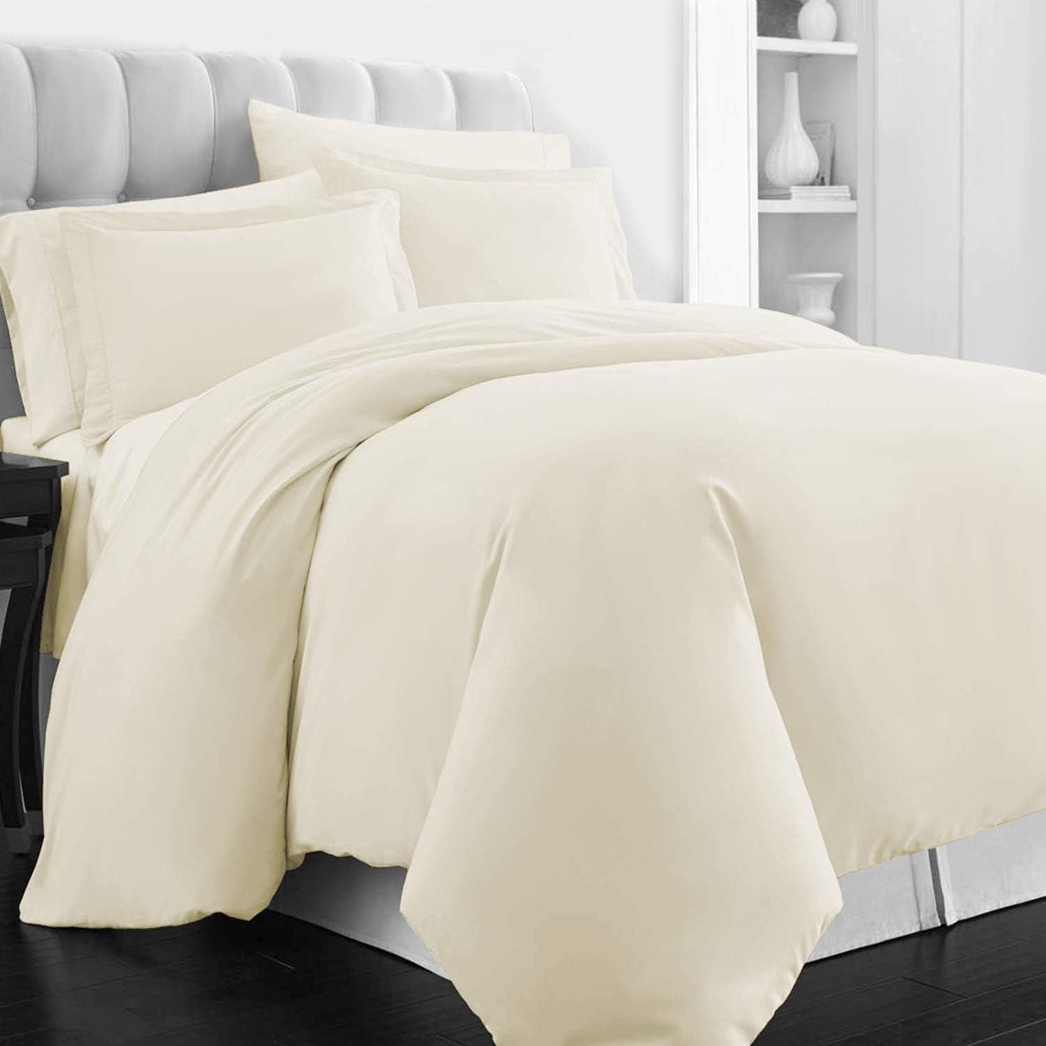 Branded 1500TC 3pc Flat Sheet Grand King Ivory Solid Hotel Quality 1500-Thread-Count Cotton 100% Egyptian