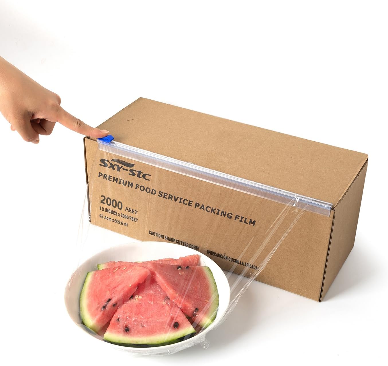 Plastic Food Wrap With Slide Cutter 18"Wide 2000Feet Long 3000 Square Feet Home And Commercial Use Food Service Thick and Durable Enough For Daily Life