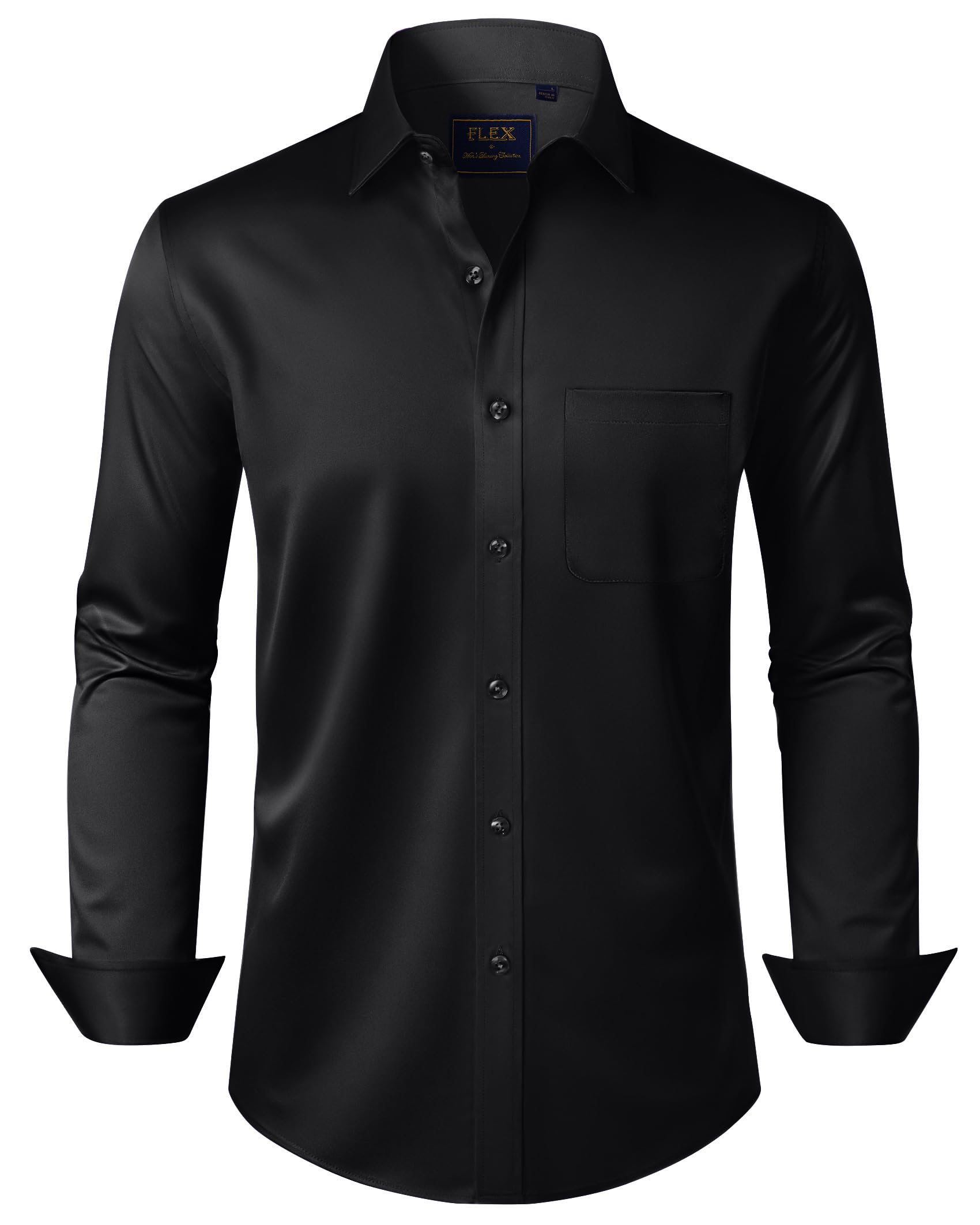Men's Dress Shirts Long Sleeve Stretch Regular Fit Business Casual Formal Shirt with Pocket