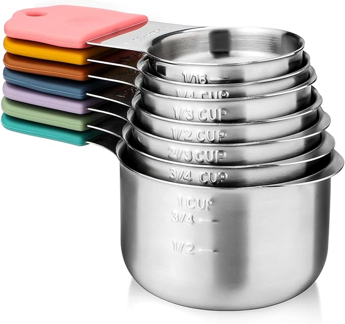 Magnetic Measuring Cups Set of 7 Stainless Steel Heavy Duty Stackable Measuring Cups for Dry and Liquid Ingredients