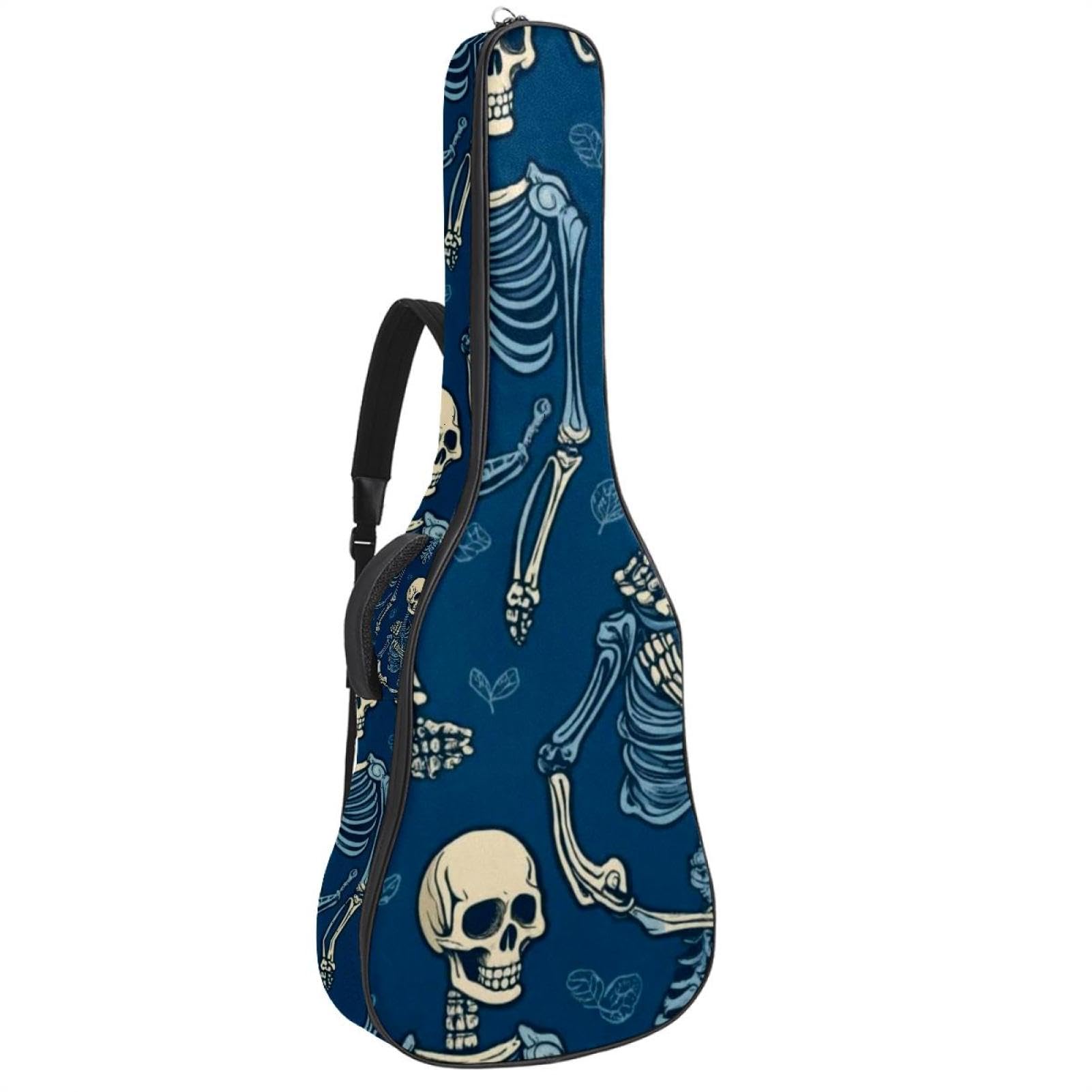 Sac dos guitare acoustique étanche crâne bleu rétro à double sangle - 8