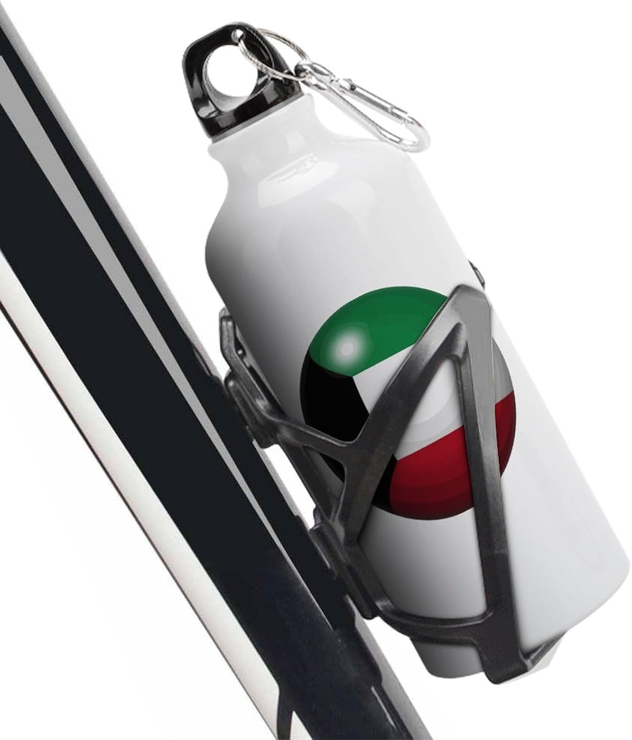 Kuwait Flag Travel Sports Water Bottles False 3D Ball Kuwait Stainless Steel Water Bottles 20 OZ Insulated Travel Bottle with Carabiner Clip for Outdoor Camping Travel image 3