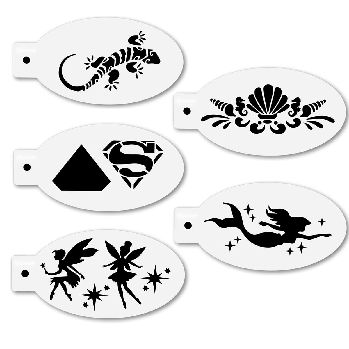 Maydear 5pcs Face & Body Painting Stencils Reusable, Tattoo Painting Stencils Reusable Painting Templates
