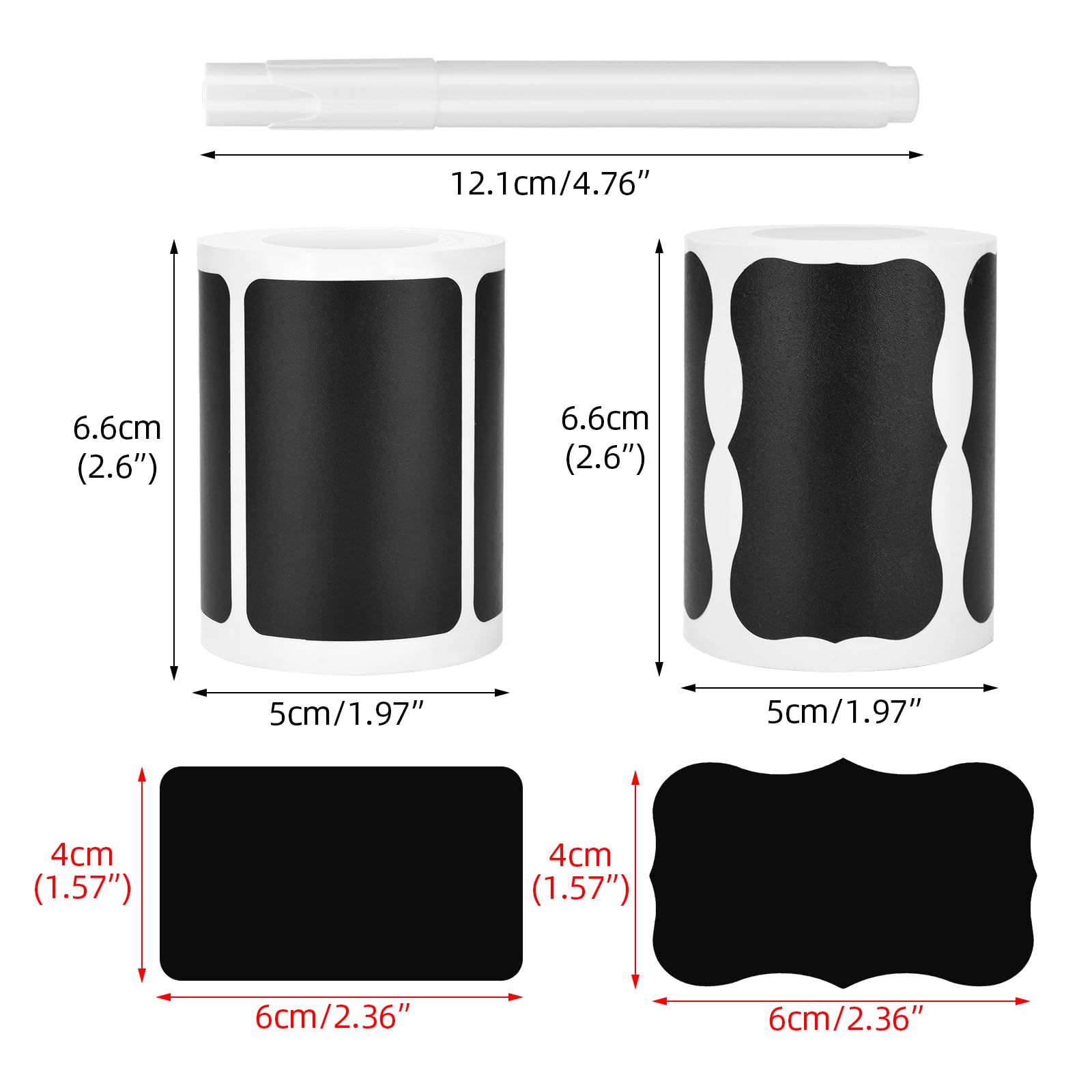 BAMTTOO Chalkboard Label Stickers Waterproof Blackboard Labels with 2 Erasable Chalk Marker for Jars Pantry Containers Glass Bottles Kitchen Spice Storage Bins Stickers (300pcs Labels+2pcs Pens) - Image 2