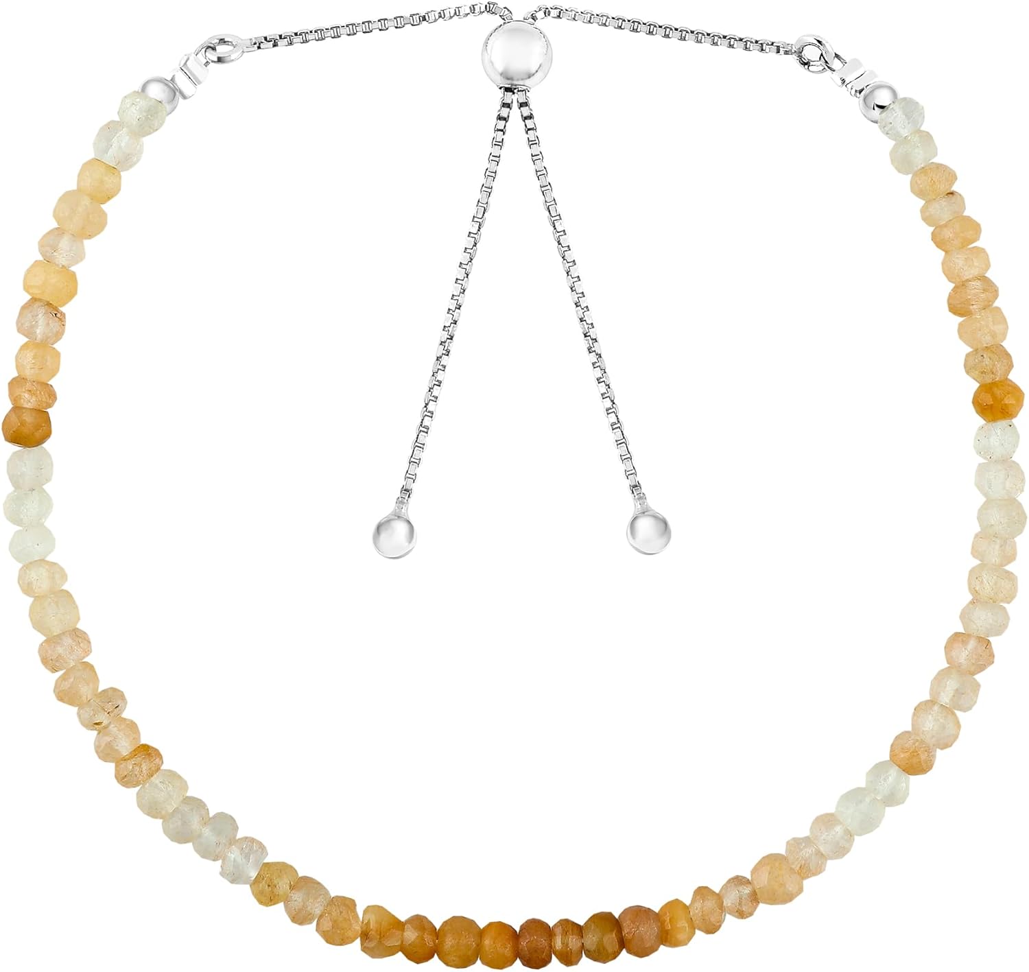 Natural Gemstones Beaded Bolo Bracelets, Assorted Beads Stones, Handmade Boho Hypoallergenic Jewelry for Women, Chakra Healing Crystals, Silver Adjustable Chain-6+4inch