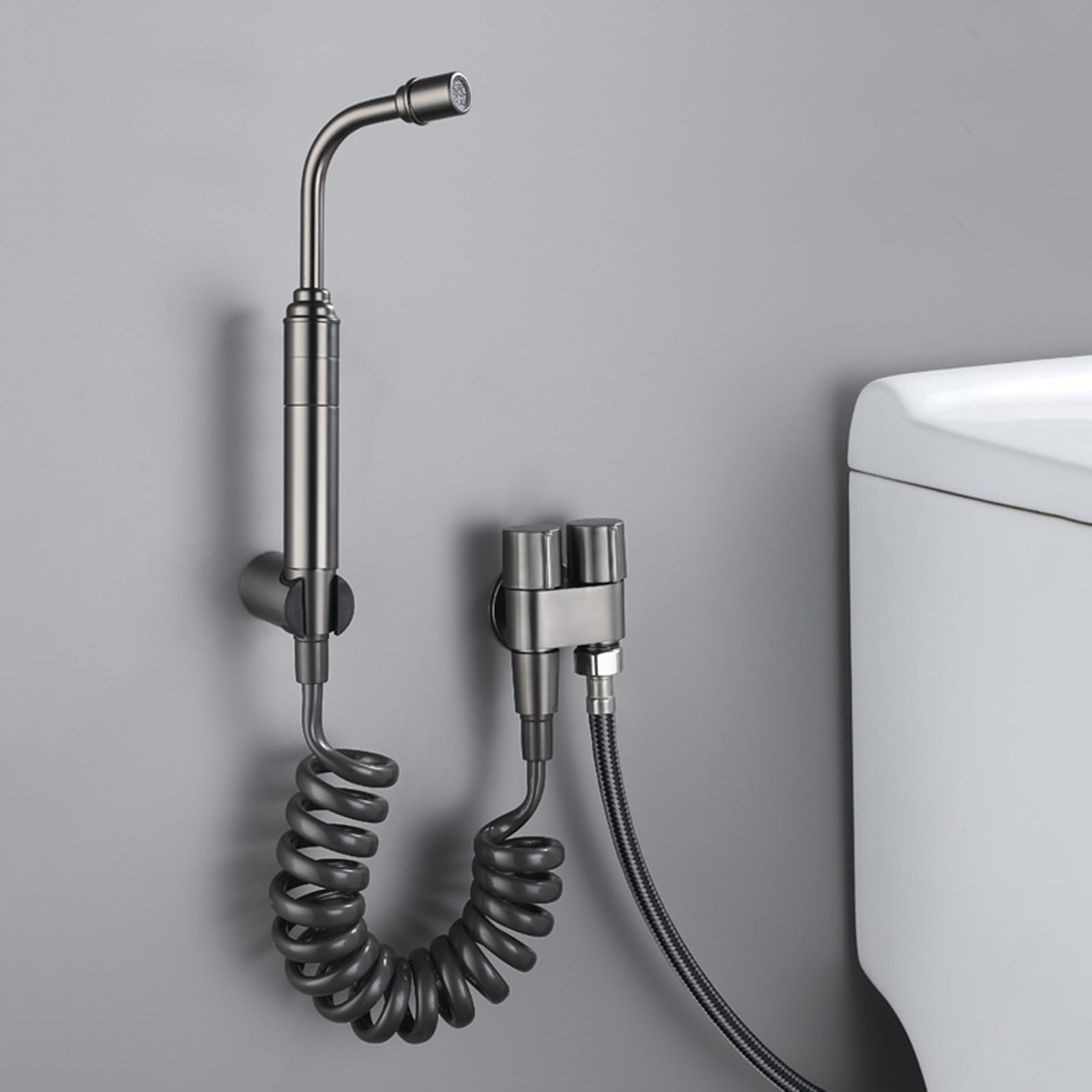 Pulverizador de Bidé de Mano Ajustable Cabezal Ducha de Bidet para Wc Latón para La Higiene Personal,Gris Cepillado