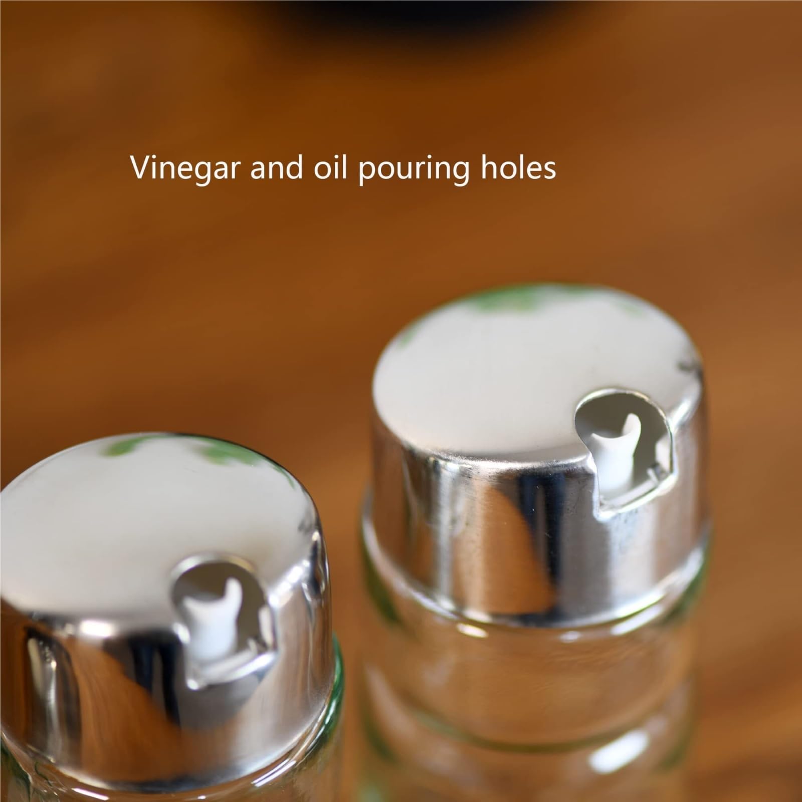 Dispenser per Salsa di Soia Kit Distributore Olio E Aceto Con Supporto In Acciaio Inox Flacone Erogatore In Vetro Trasparente Contenitore Dell'olio