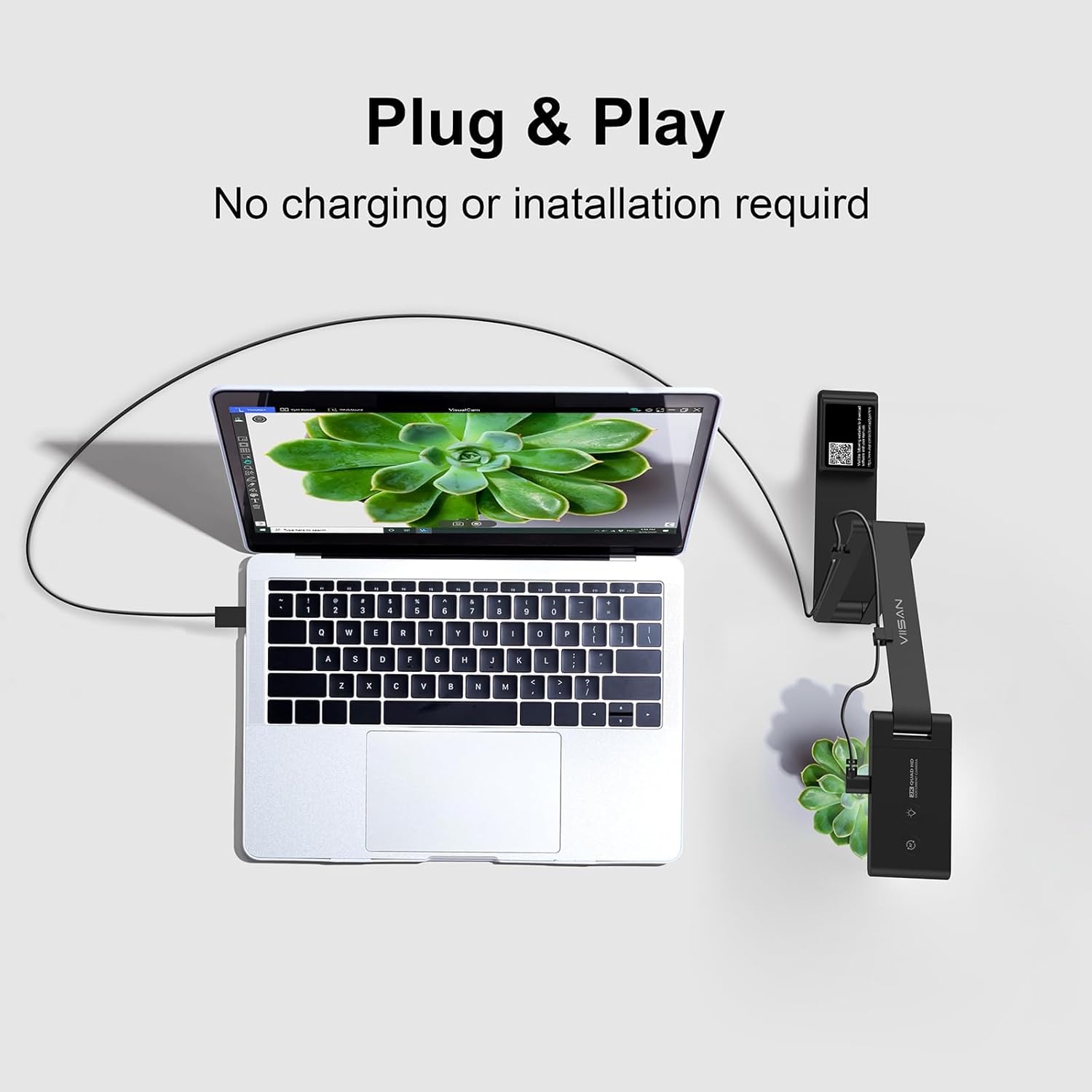 VS5 Document Camera for Teachers, USB Visualizer A3-Size, 2K Webcam with Microphone for Remote Teaching & Live Streaming-Windows, macOS, ChromeOS