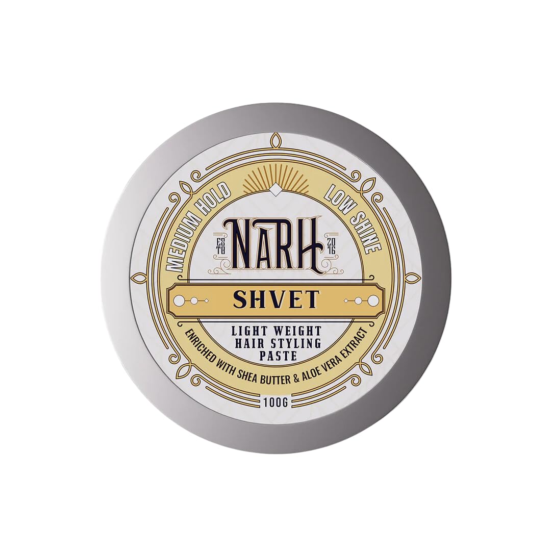NARH SHVET | Light Weight Hair Styling Paste | Matte Finish, Low Shine, Medium Hold Hair Wax for Men, With Shea Butter & Aloe Vera Extract, Nutrient-Rich Hair Care for Men's Everyday Grooming,100g