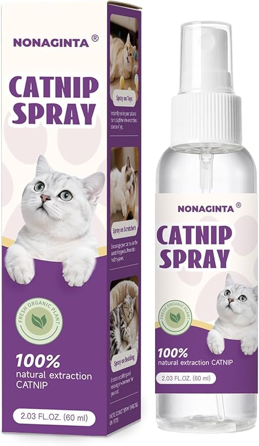 Catnip Spray for Cats, Catnip Mist for Indoor Cats - Organic Herbal Formula to Encourage Active Play & Renew Old Toys, 100% Natural & Safe (2 fl.oz)