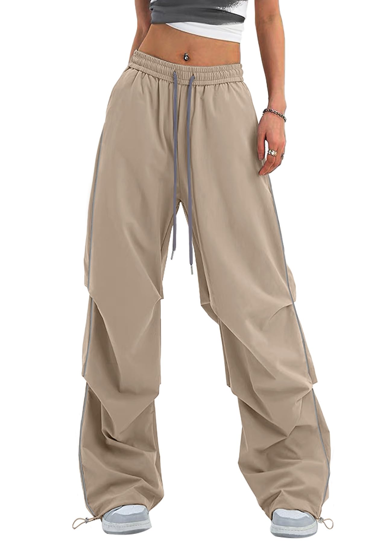 Bakyarder Women's Y2K Baggy Parachute Pants Wide Leg Casual