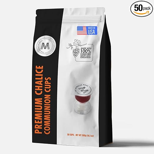 Travel Pack - The Miracle Meal Pre-Filled Premium Chalice Cup - Bag of 50 with Wafer and 100% Concord Grape Juice