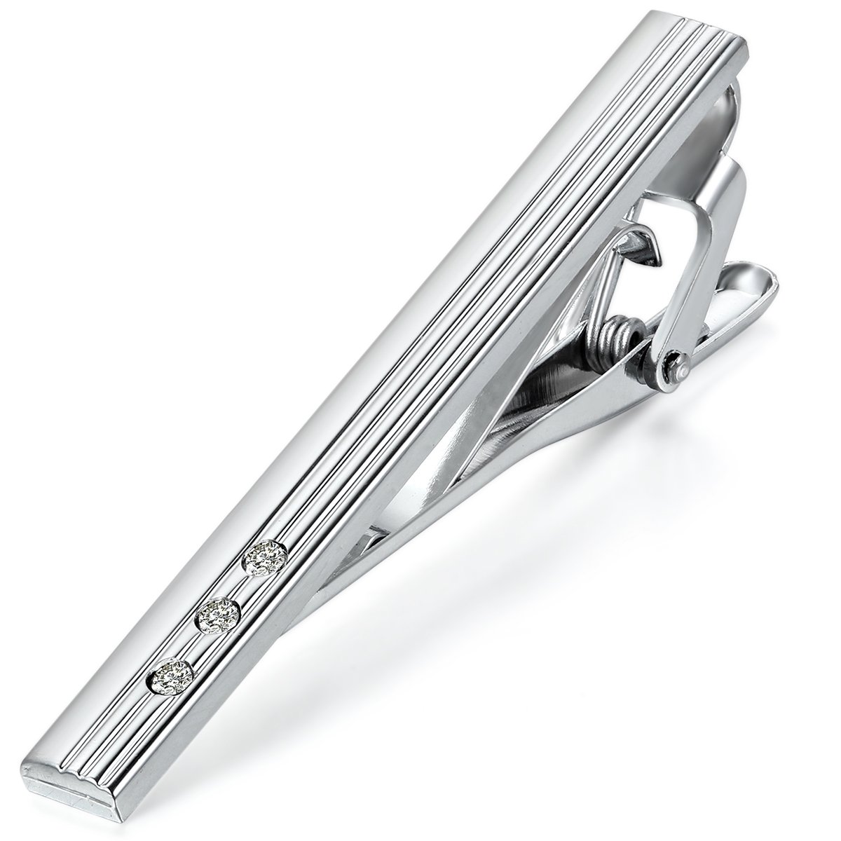 JewelryWe Herren Krawattennadel, 2.4cm Breit Messing Poliert Krawattenklammer Krawattennadeln Tie Clip, Gold Silber