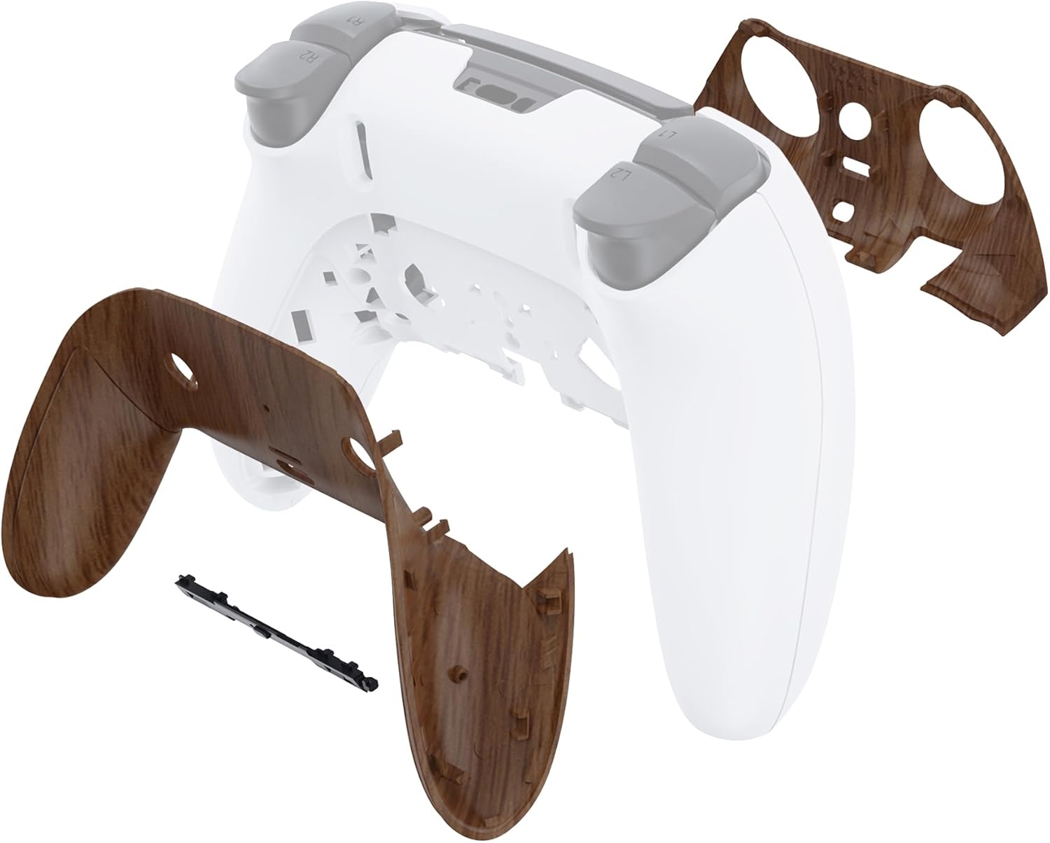 eXtremeRate Top Bottom Decorative Trim Shell Compatible with ps5 Edge Controller DIY Replacement Front Back Clip Shell, Custom Wood Grain Plates Cover Compatible with ps5 Edge Controller - Image 4