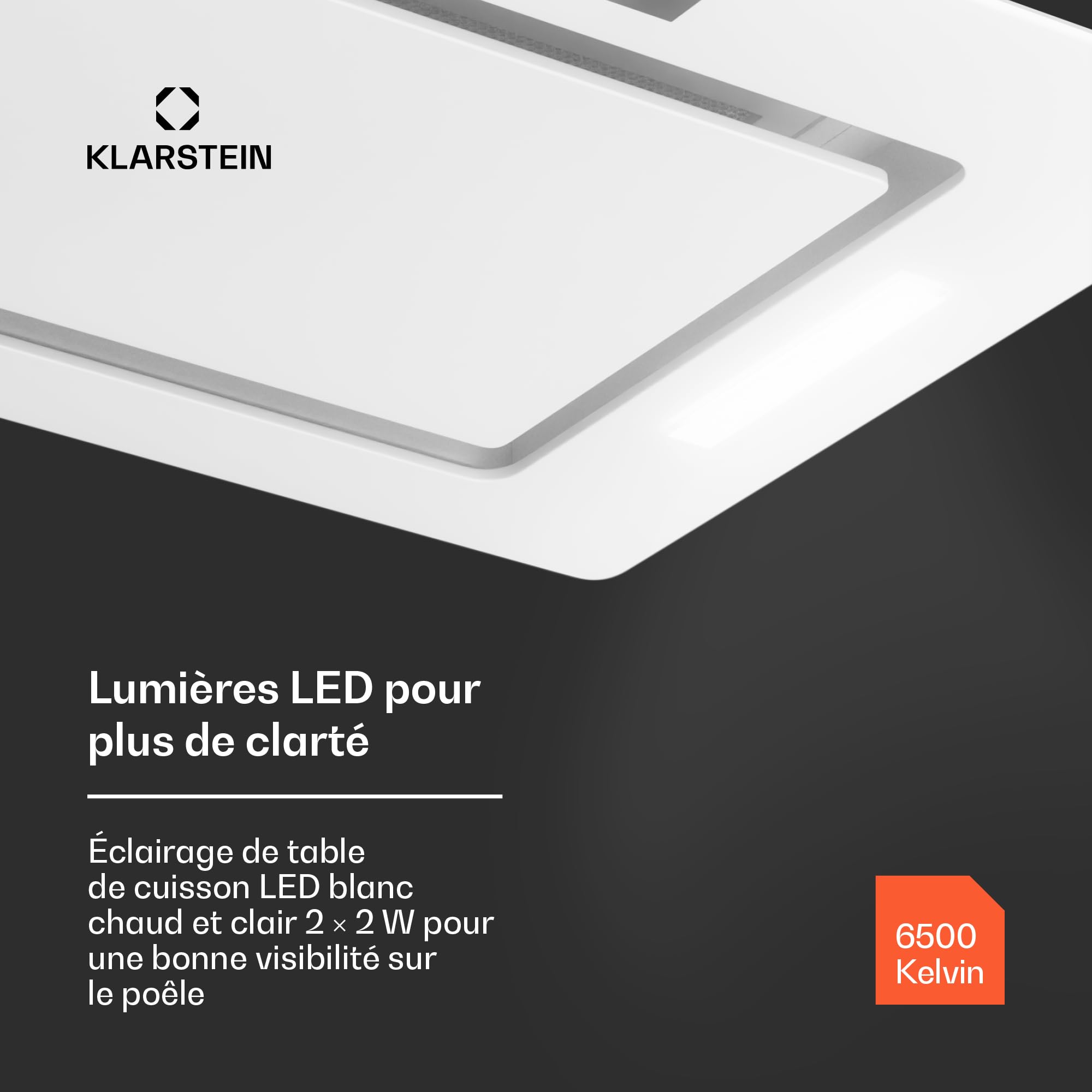 Klarstein Hotte Aspirante Encastrable 72 cm, Hotte Aspirante Silencieuse, de Cuisine avec Lampes LED, Débit d'Air Puissant 466 m³/h, Minuterie, Commandes Tactiles, avec Évacuation