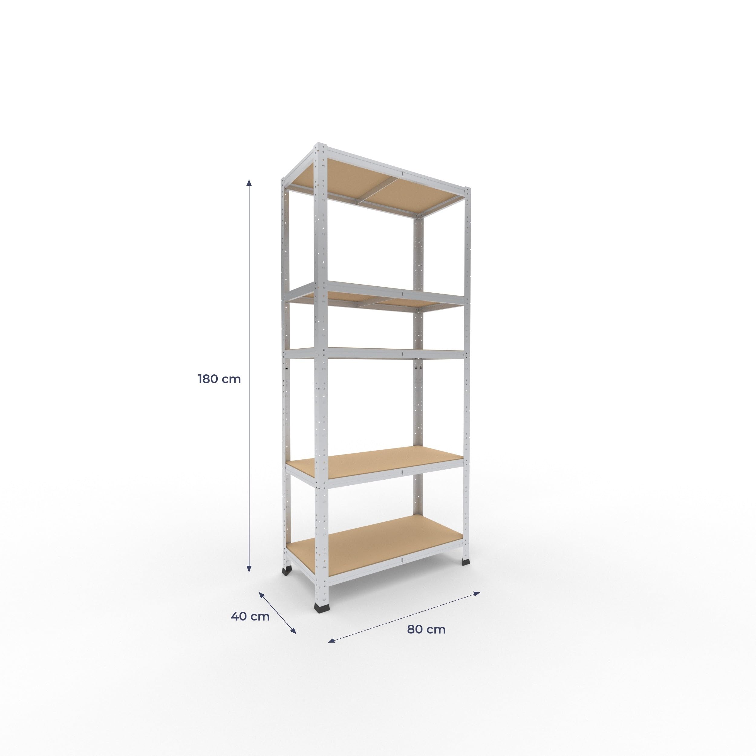 shelfplaza® 180x80x40cm Home Schwerlastregal verzinkt/Metallregal mit 5 Böden/Kellerregal Metall, Garagenregal, Werkstattregal oder Regal Lagerregal/Steckregal Metall mit 175kg Tragkraft