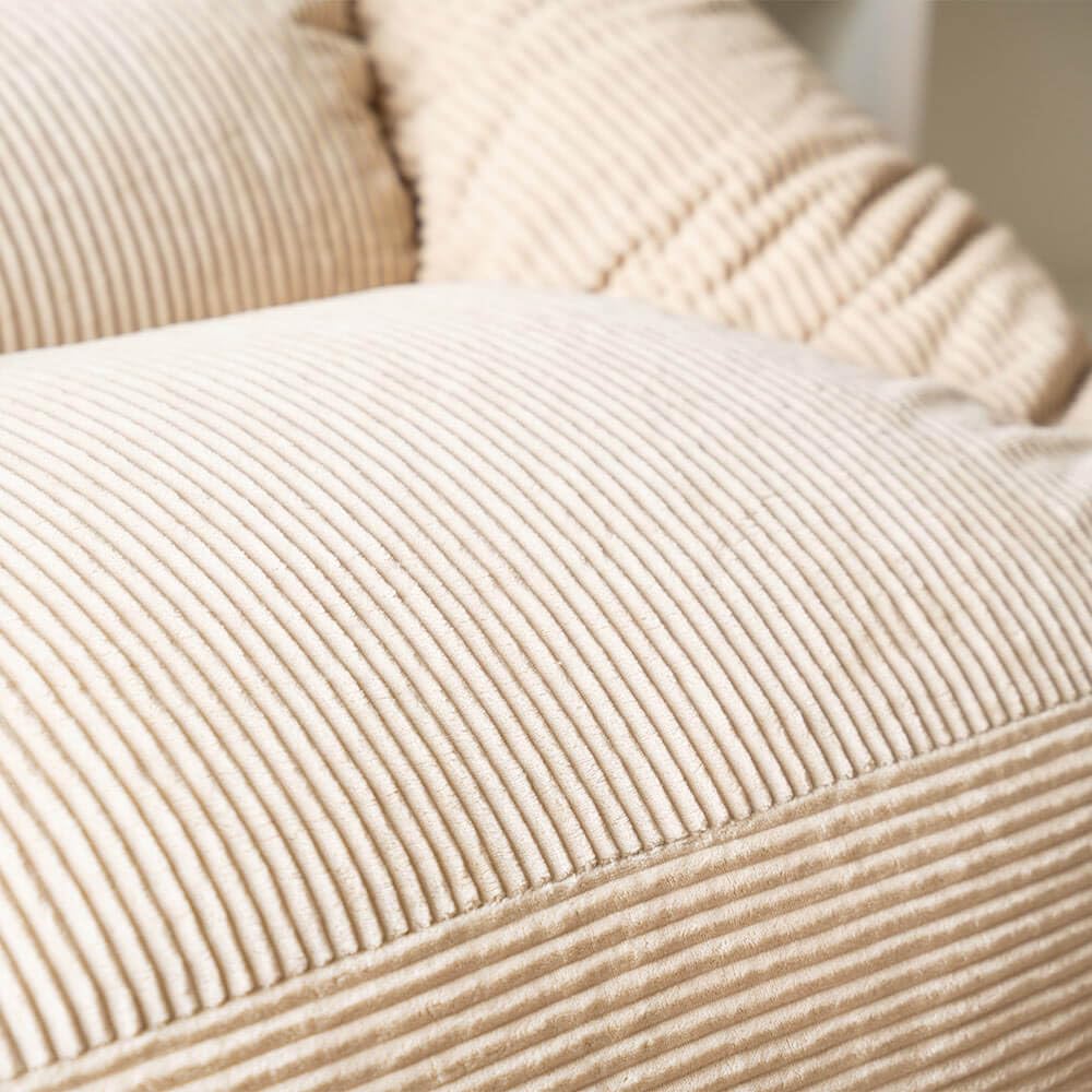 Home Deluxe - Sitzsack Cozy mit Hocker - Stoff: Samt Cord, Farbe: Beige - Maße: 100 x 88 x 80 cm, inkl. Füllung I Sitzmöbel Bean Bag Sitzsäcke