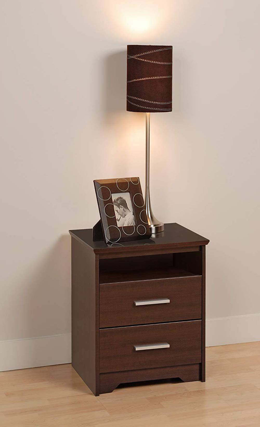 Solid Sheesham Wood Bedside Table Wooden Bed Side End Tables Night Stand with 2 Drawes & Shelf for Home Living Room Bedroom - Mahogany Finish-picture-42