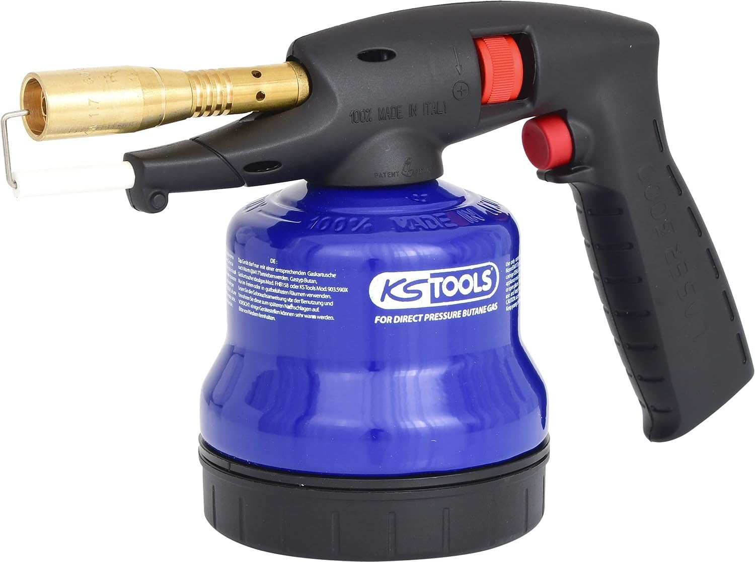 Universal cartridge soldering torch with piezo ignition, blue