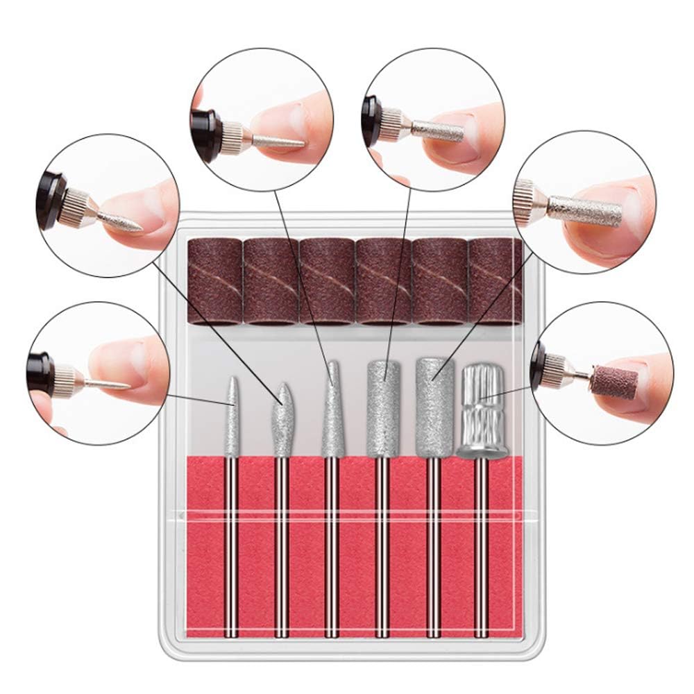 BEAUTY EMPIRE Nail Drill Bits Set Cuticle Tools, Electric Nail Drill Bits Kit 3/32",Nail Drill Machine for Nail Bits, Nail Polishing Clear and Care (Drill Bits, 6 - PCS) 1
