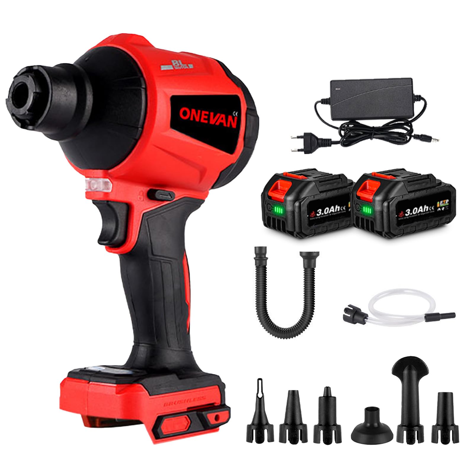 Candeon Mini Akku Laubbläser - 800W Turbo Gebläse Mit 10x1300mAh Akkus & 35000 U/min