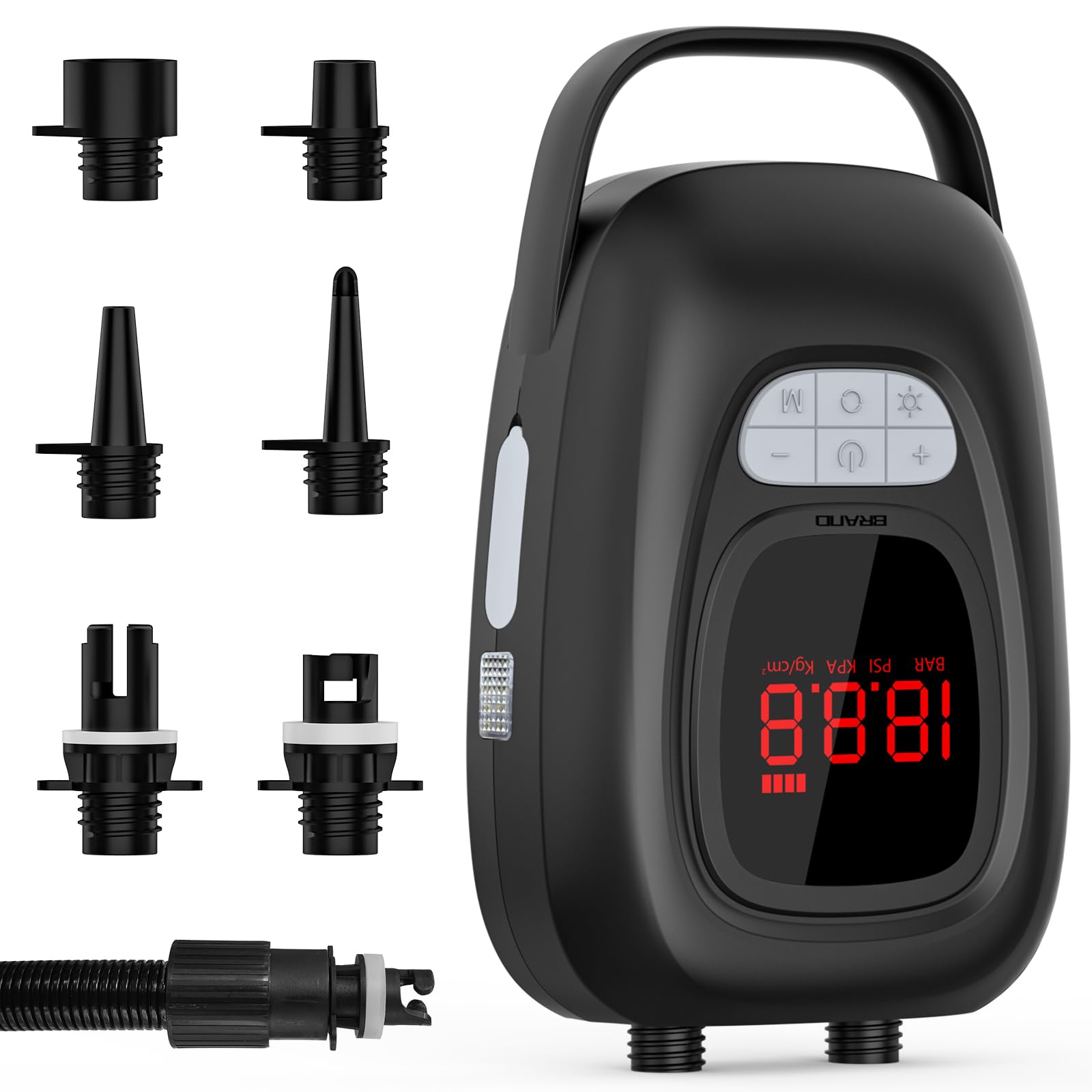 Bomba de Aire Electrica 20 PSI para Sup, con Batería de Alta Capacidad de 15600 mAh, Inflado y Desinflado Inteligente de Doble Etapa, Ideal para Tablas de Paddle Surf, Cometas y Tiendas de Campaña
