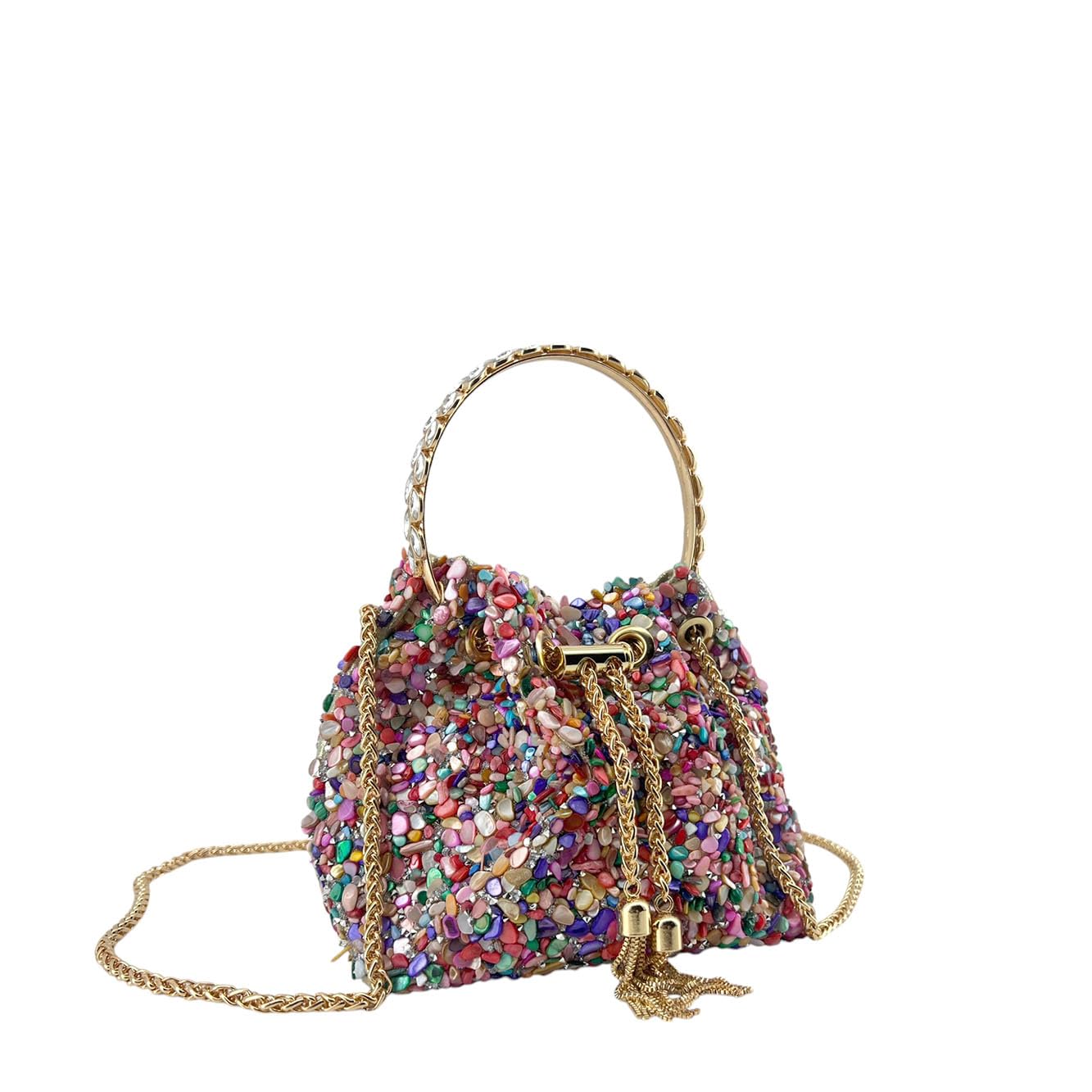 MODELISA - Bolso De Noche Adornado Con Piedras Multicolores Cadena De Hombro Boda Noche Evento Mujer