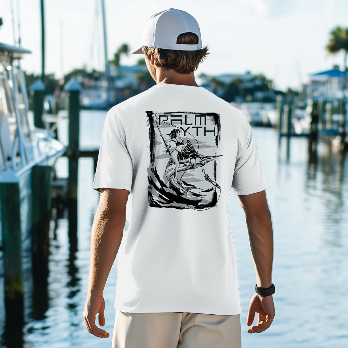 Palmyth Men's Fishing Shirt Short Sleeve T-Shirt Sun Protection UV UPF 50+ Tee - Image 2