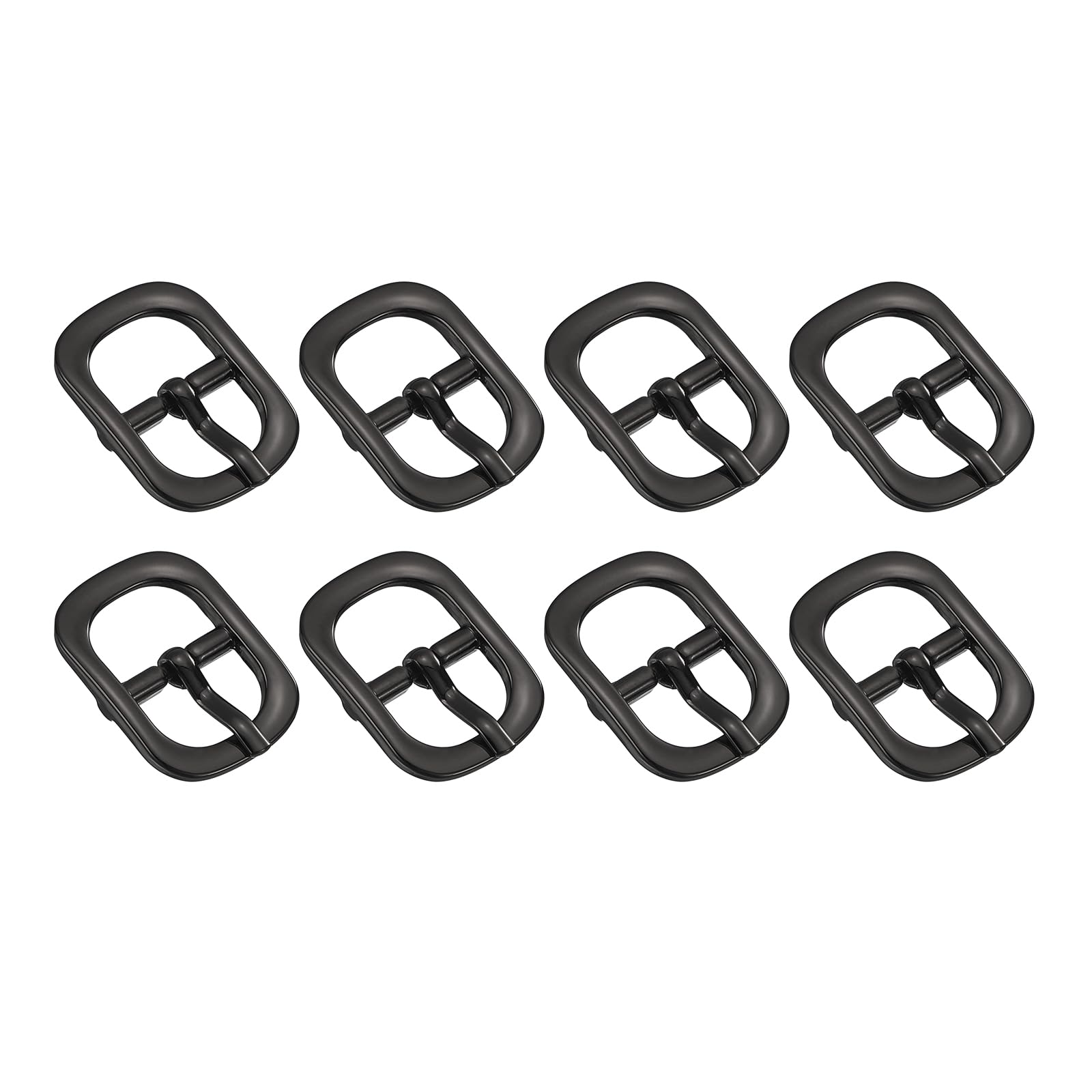 Uxcell 8Pcs 0.47" Metal Roller Buckle, Single Prong Belt Buckle Oval Center Bar Buckles for Leather Craft Accessories Black
