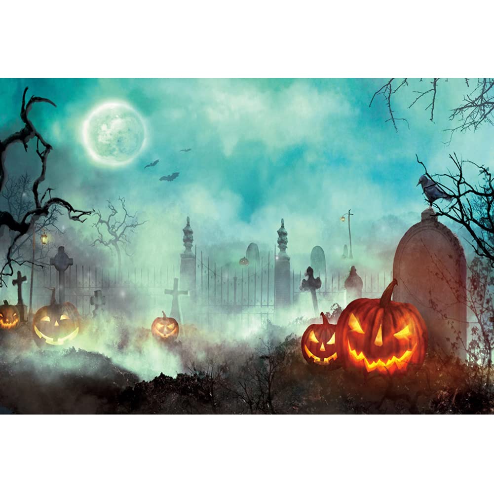 Amazon.co.jp: Qinunipoto 背景布 ハロウィンの背景 夜の墓場 かぼちゃ