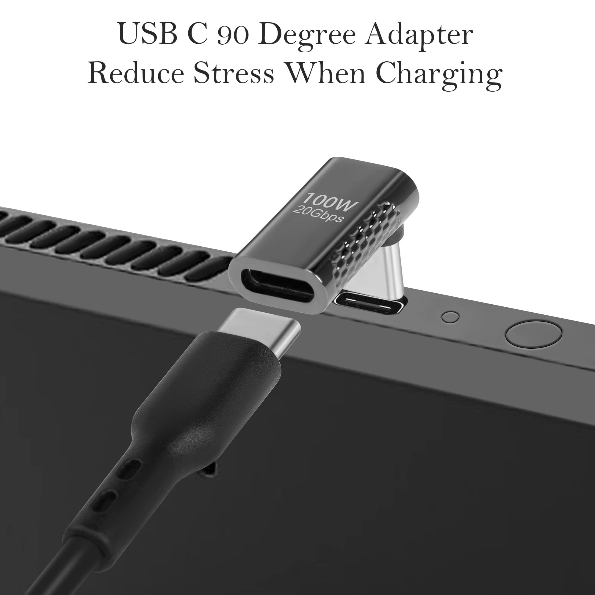 Adaptador En ángulo USB-C De 90 Grados, Paquete De 2, 40 Gbps, 8K A 60 Hz, USB 3.1, Extensión De ángulo Recto Para Laptop, Tableta, Realidad Virtual, Cámara, Teléfono Inteligente