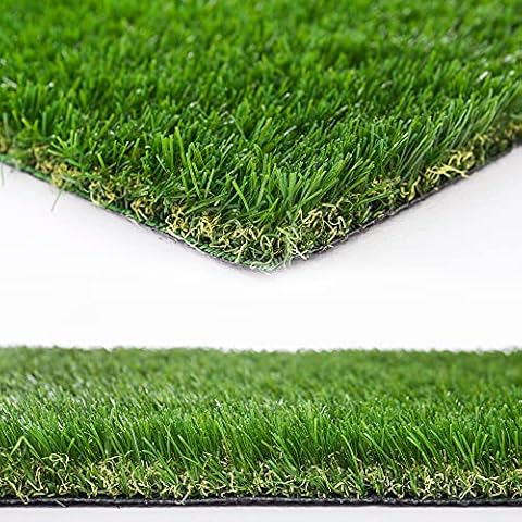 Heyroll Natural Artificial Grass Turf 4 FT x 15 FT, Customized Sizes Thick Faux Grass, 1.38" Indoor Outdoor Garden Rug Landscape Carpet Lawn Synthetic Fake Grass Mat Cover