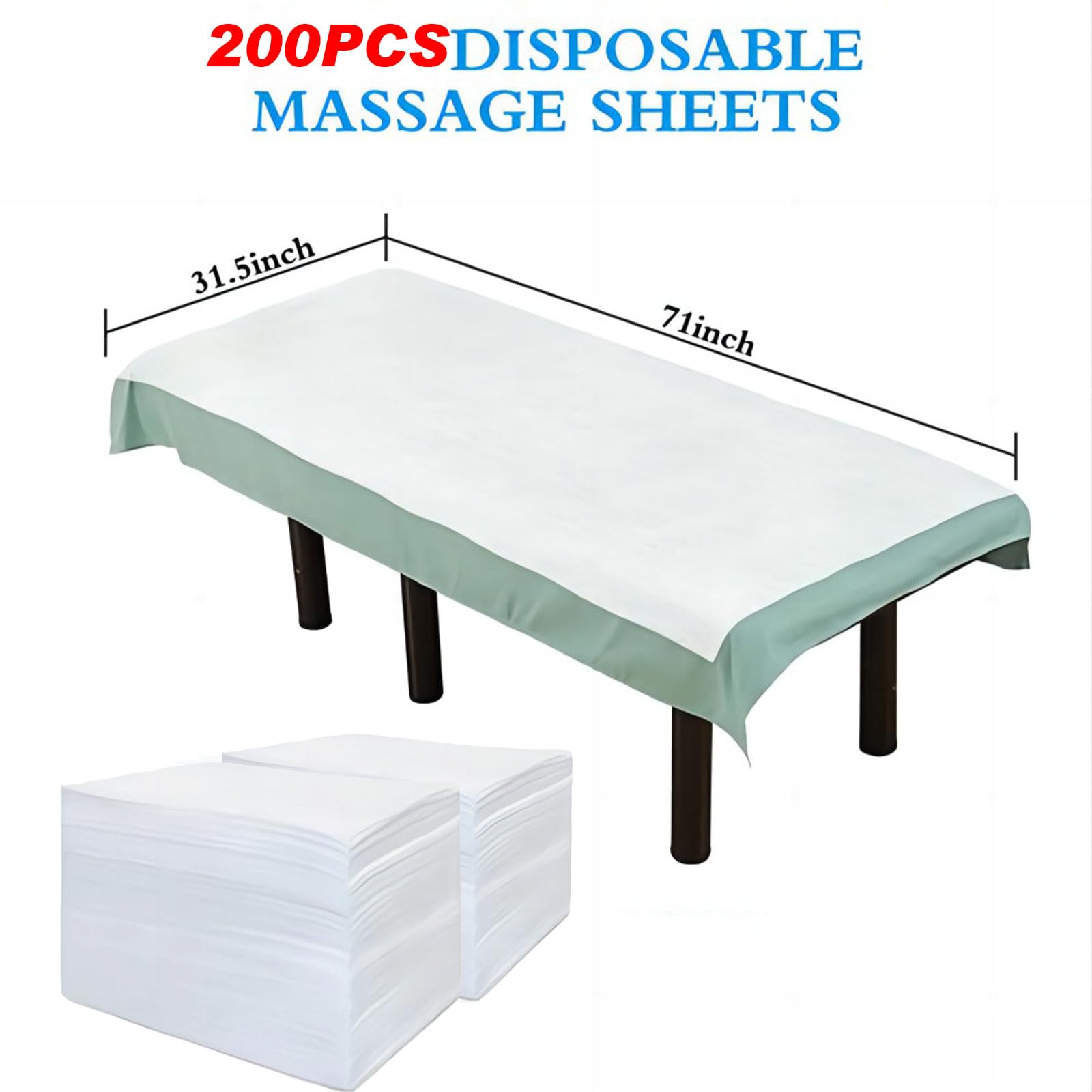 200 sábanas desechables para mesa de masaje de 31.5 x 71 pulgadas, fundas de cama de tela no tejida para máxima higiene y comodidad en tratamientos de masaje, tatuajes y spa, sábanas transpirables y