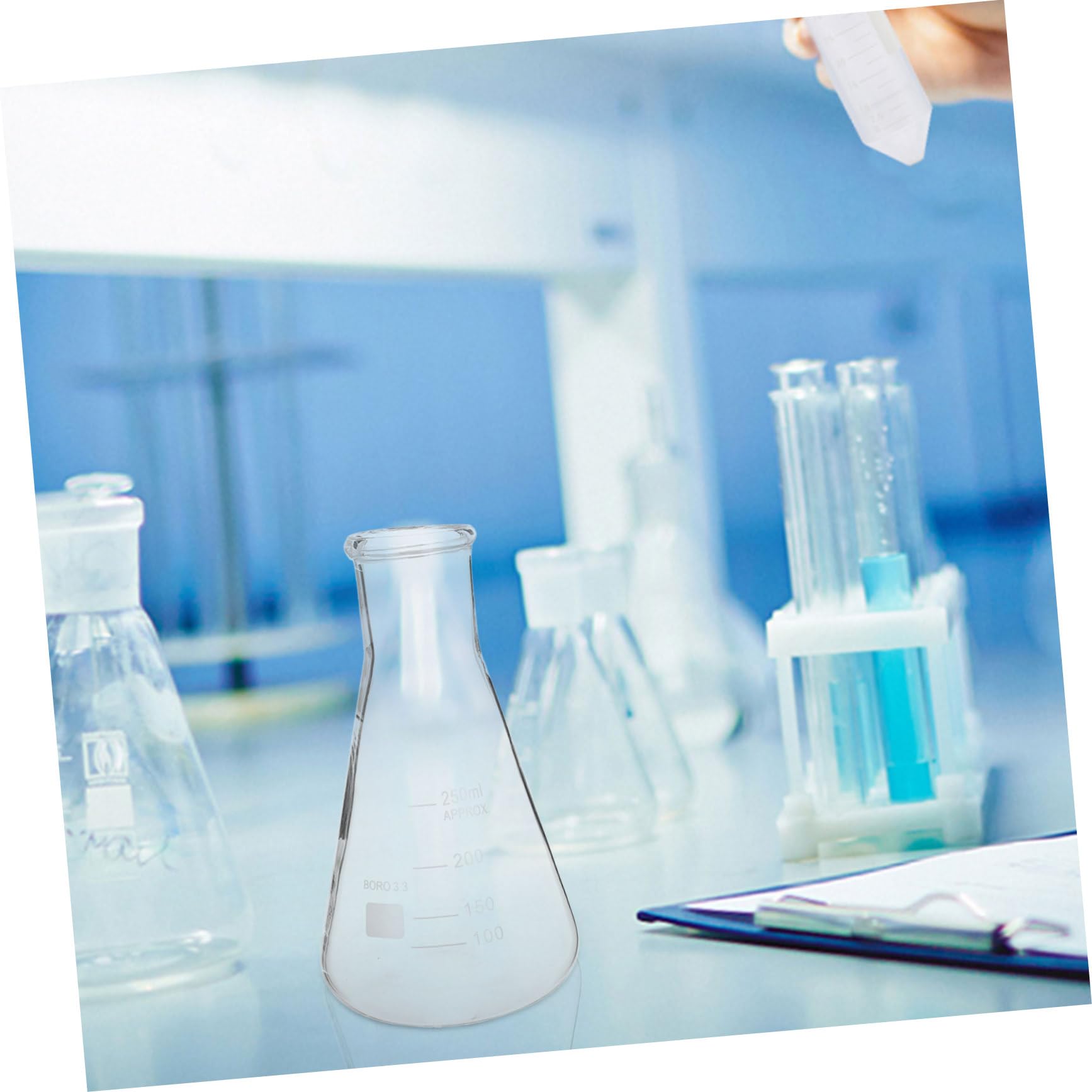 Juego De 5 Matraces Erlenmeyer Cónicos Graduados De Vidrio De Borosilicato Resistente Al Calor (50 Ml, 150 Ml, 250 Ml, 500 Ml, 1 L) Para Laboratorio y Experimentos Científicos