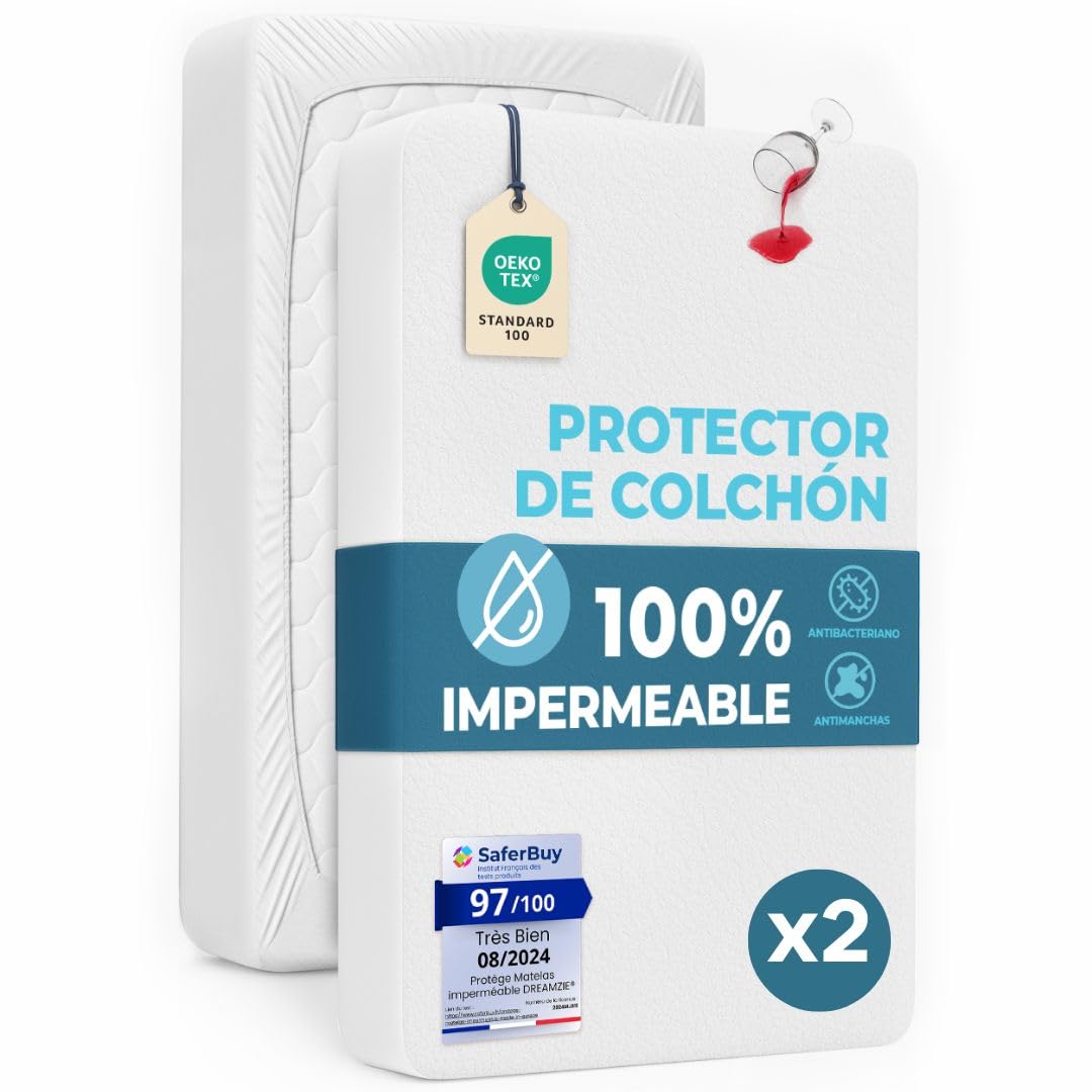 Dreamzie Protector Colchon 90 x 190 Impermeable para Niños – Protector Colchon 90x190 Suave e Hipoalergénica – Transpirable – Certificado Oeko-Tex — view 7