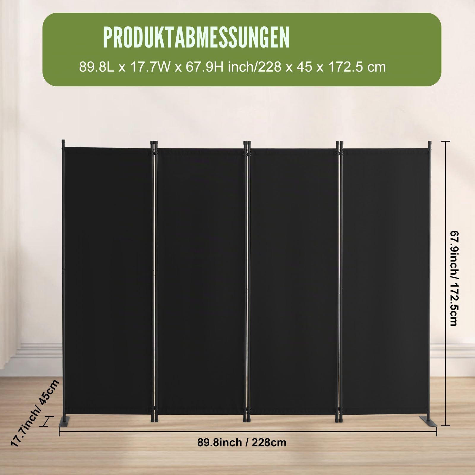 Vevor Raumteiler Trennwand 4-teiliger Paravent Stellwand – Bild 7