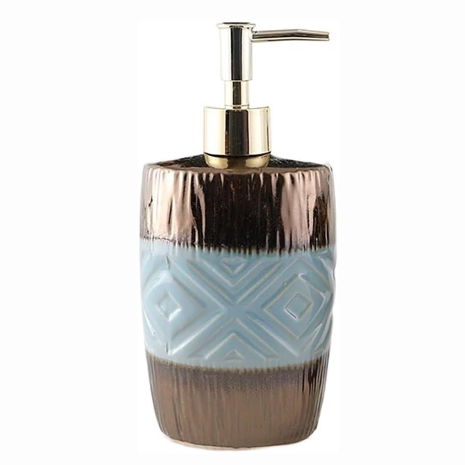 Kxaoxgrc Blu Glass Soap Lotion Dispenser Set, Ceramic Hand Soap Dispenser 16.23 Oz E Refillable Pump For Bathroom Kitchen