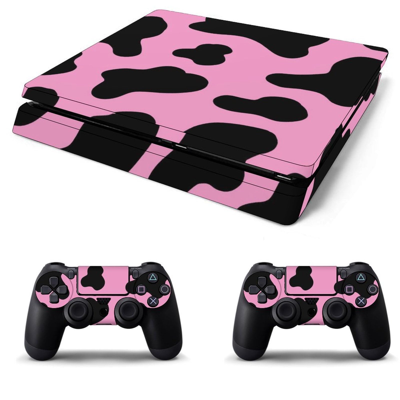 Amazon.co.jp: PS4 スキンシール 黒とピンク ヒョウ 動物柄 PS4本体と 