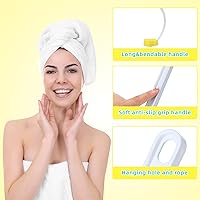 Vista 3 de Uiifan 4 Pcs Long Handle Bath Sponge Yellow Back Sponge on a Stick Round and 8 Shape Back Washer for Shower White Handle Butt Scrubber Bathing Brush