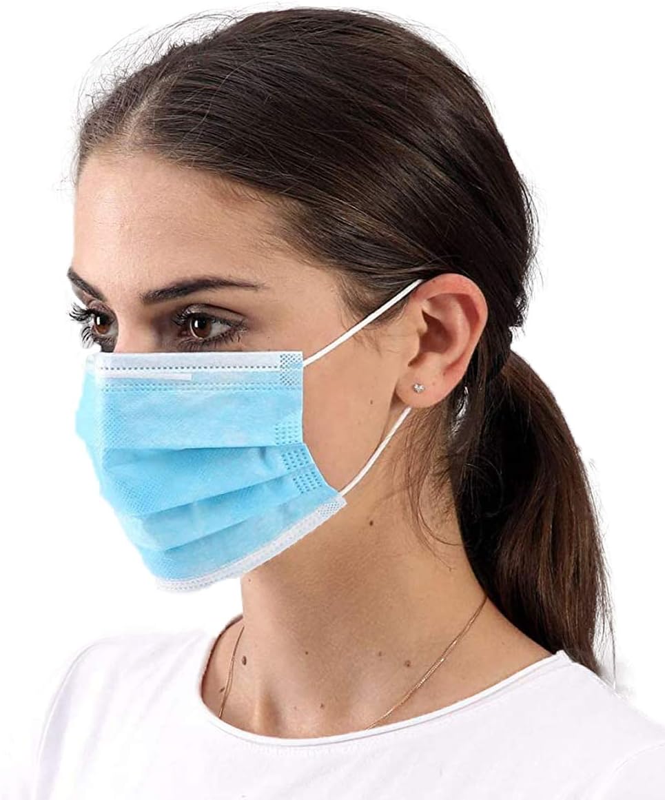 Lamy 50 PCS Face Masks Disposable for Protection Earloop Blue 3 Ply Breathable Face Mask for Man and Woman