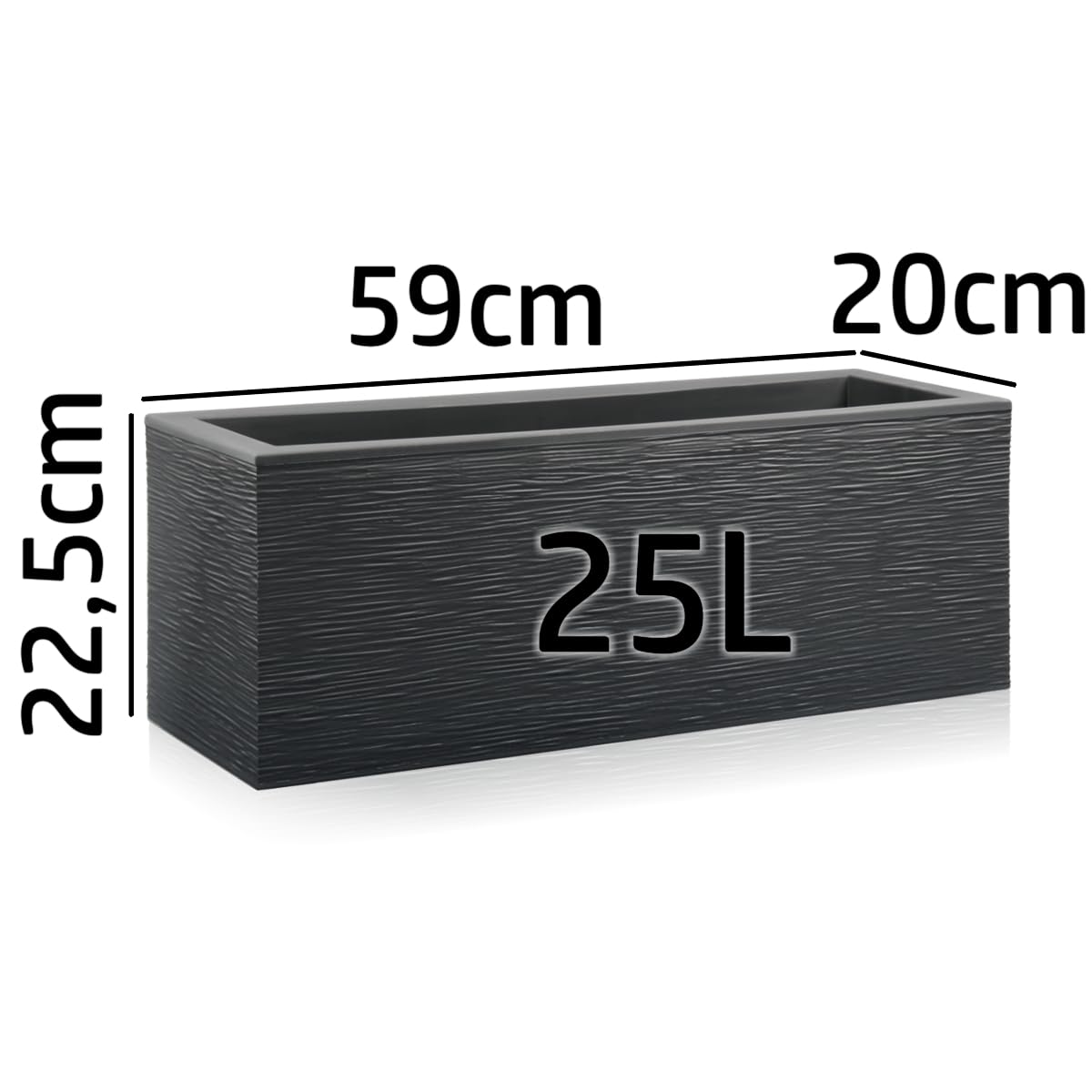 Stimo 2X Pflanzkübel XL Balkonkasten 59cm Blumenkasten 25L für Terrasse & Balkon Blumentopf Pflanztopf