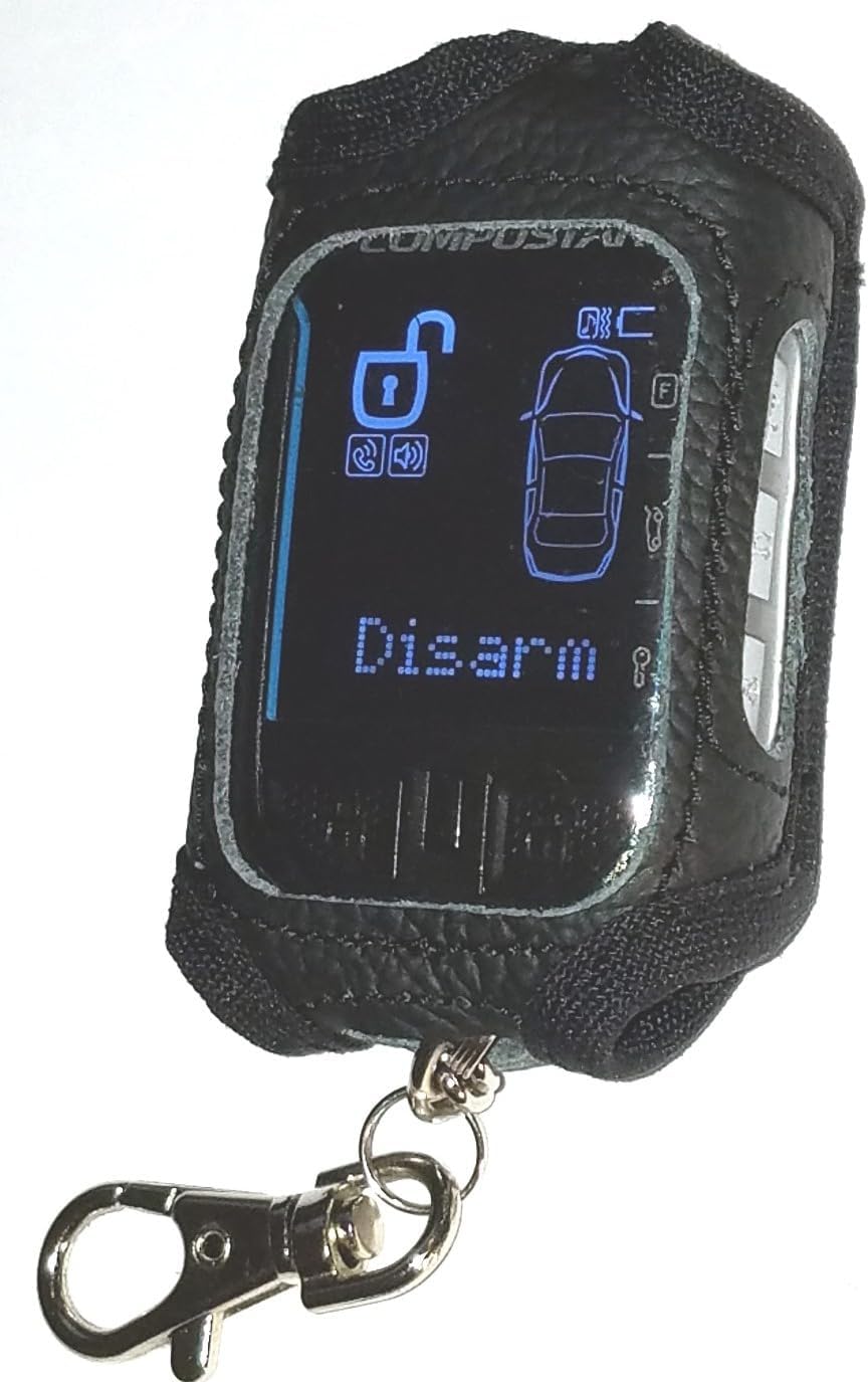 Black Leather Case/Cover for Compustar 2WSSR-T11 and 2WT11R-SS Remote Control Transmitters (Remote Not Included)