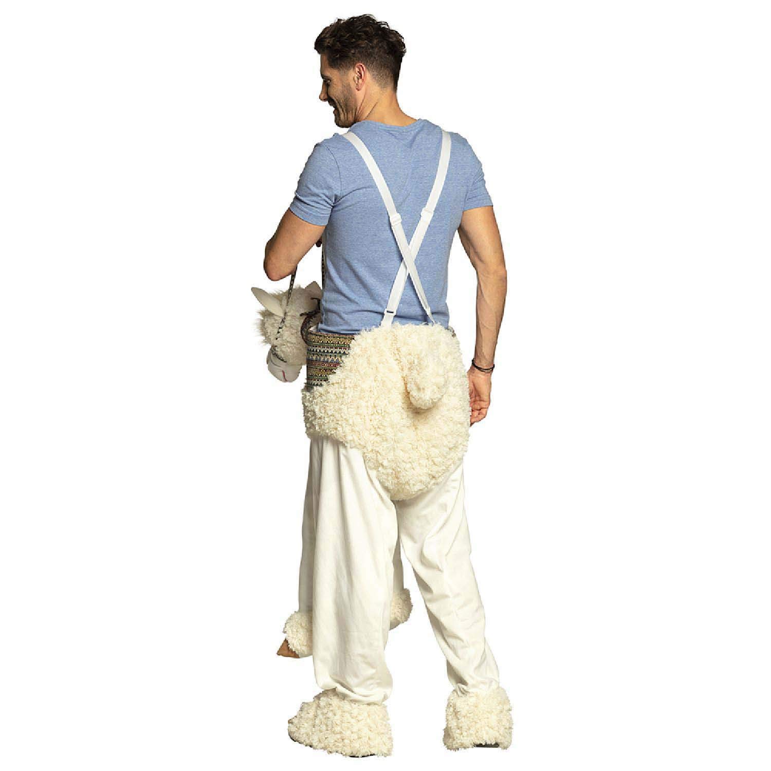 Boland - Lustiges Lama Kostüm für Erwachsene | Hose mit verstellbarem Hosenträger, Plüsch Faschingskostüme, Karneval und Mottoparty, Alpaka
