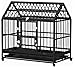 GOWE Heavy Duty Dog Crate with 4 Lockable Wheels, Double Doors, and Removable Tray, Black